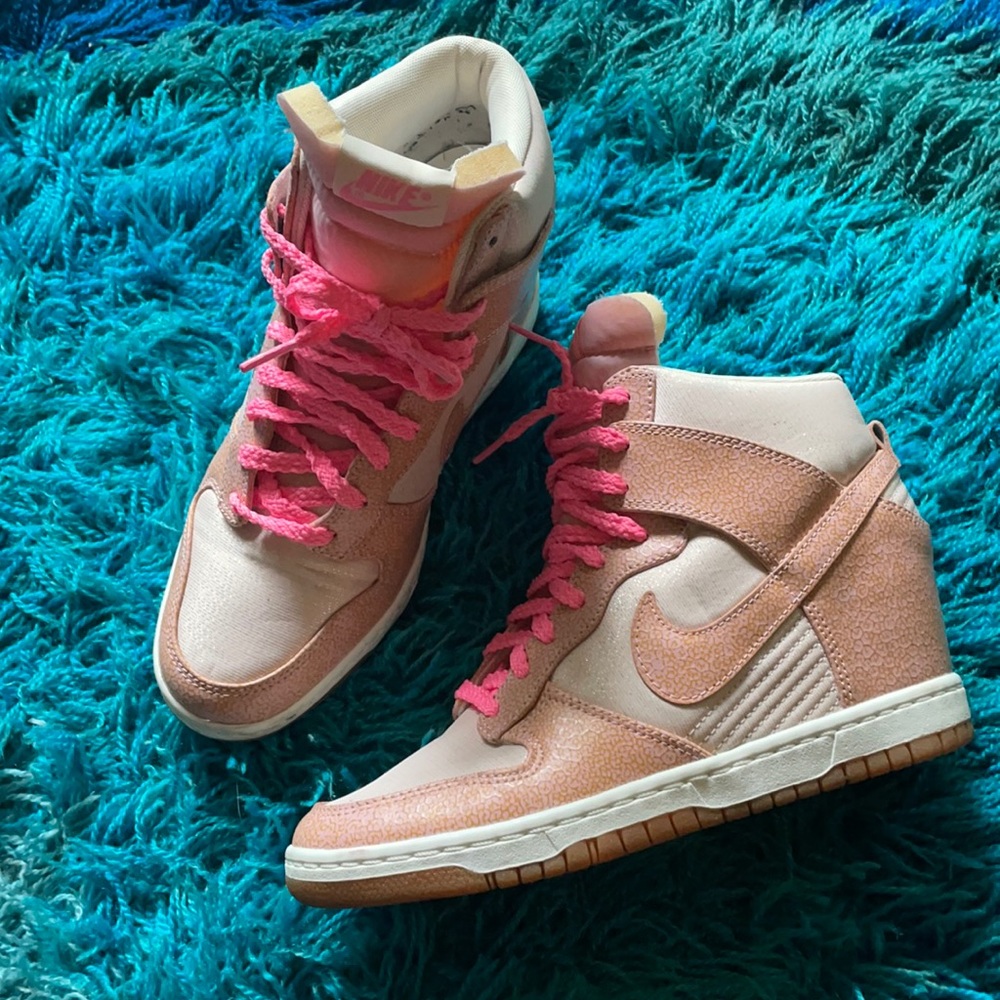 Nike pink wedge sneakers
